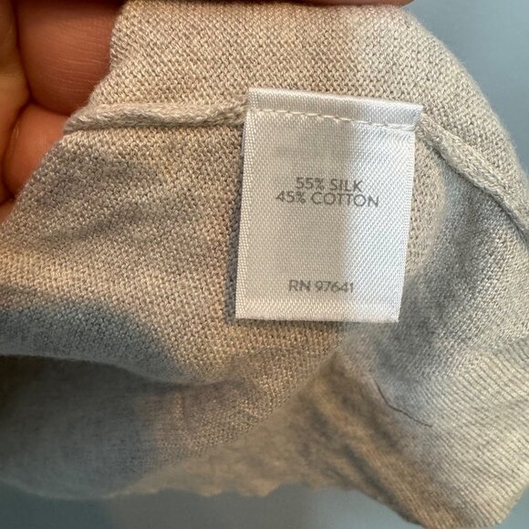 J.JILL silk & cotton v neck sweater in heather oatmeal size L - Picture 5 of 6